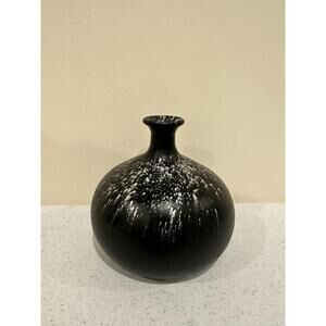 1970's Black Fat Lava W German Ruscha Ceramic vase 4" tall